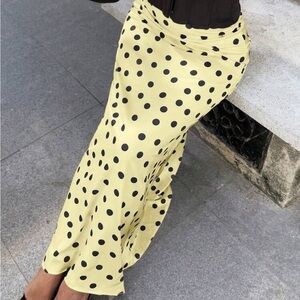 Polka Dot Maxi Skirt - Yellow and Black